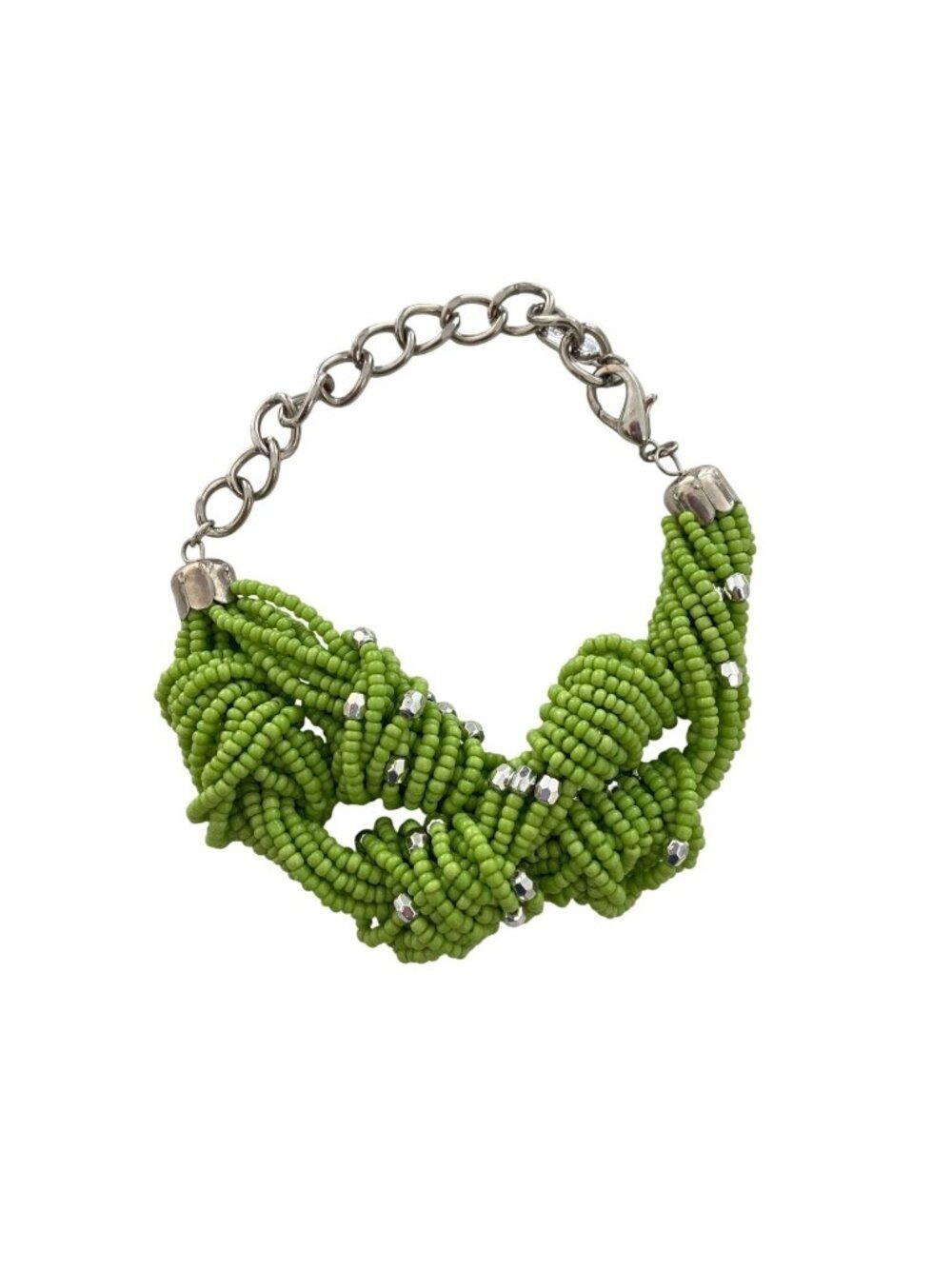 Vincero Green Beaded Anklet With Adjustable Chain & Silver Accents Summer Jewelr